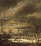 Jacob van Ruisdael Winter Landscape with a Lamp-post and and a Distant view of Haarlem Germany oil painting artist